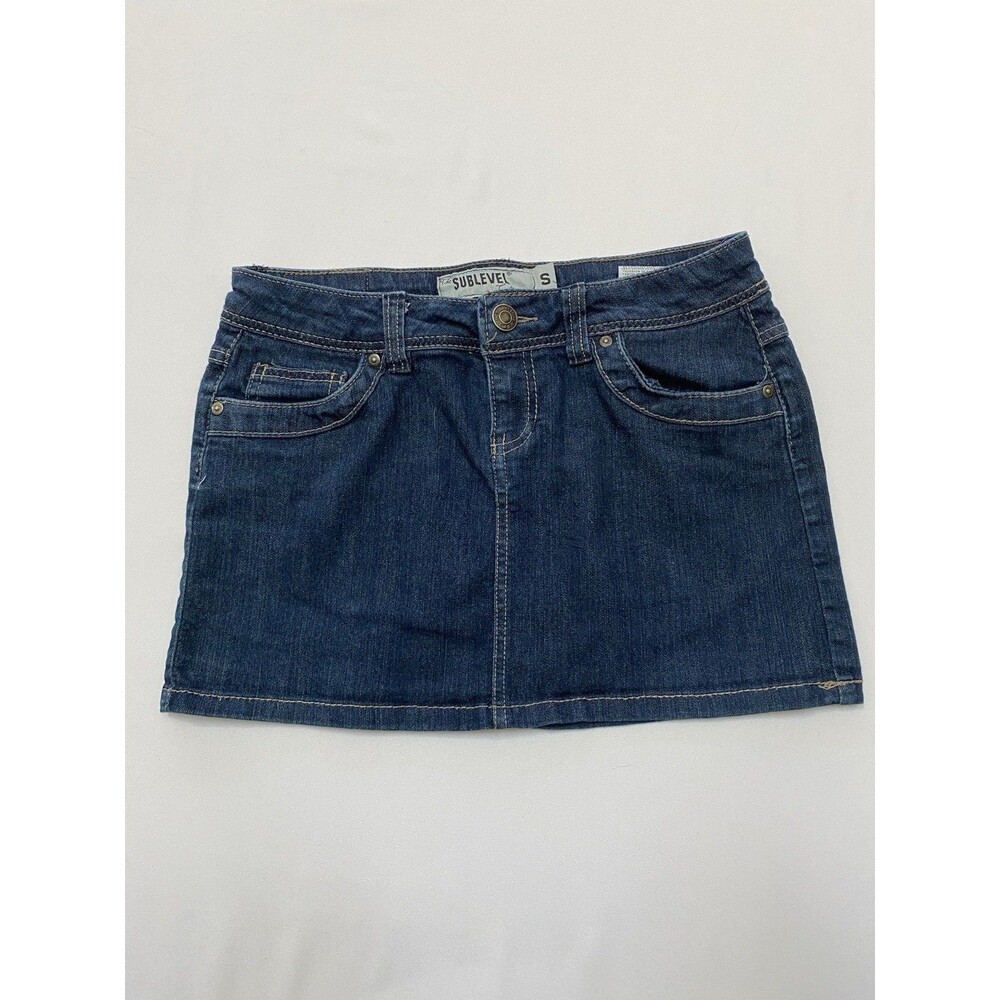 Sublevel Denim Mini Skirt Size S Y2K Indie Low Rise Jean Skirt